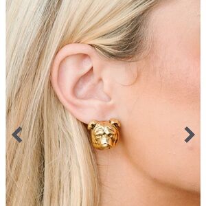 Never worn Yochi Gold Bulldog Earrings